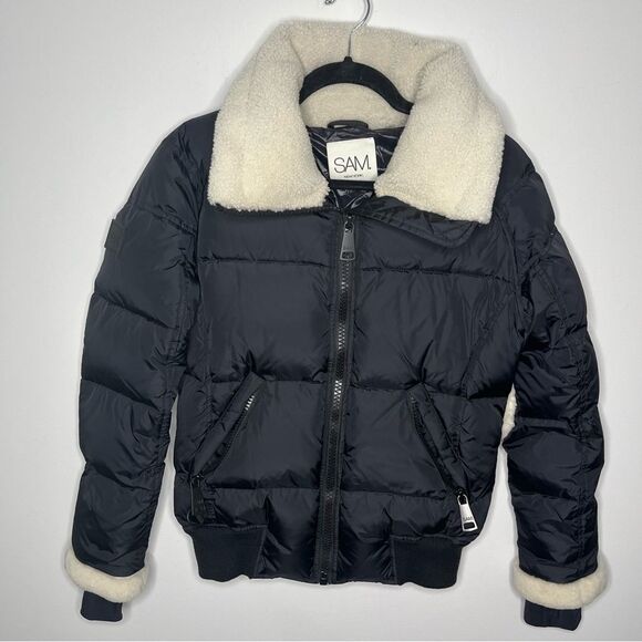 SAM. New York Nikki Shearling Trimmed Jacket M - Picture 2 of 9